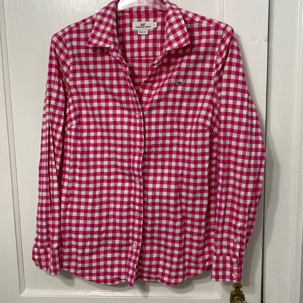 Vineyard Vines pink gingham dress shirt